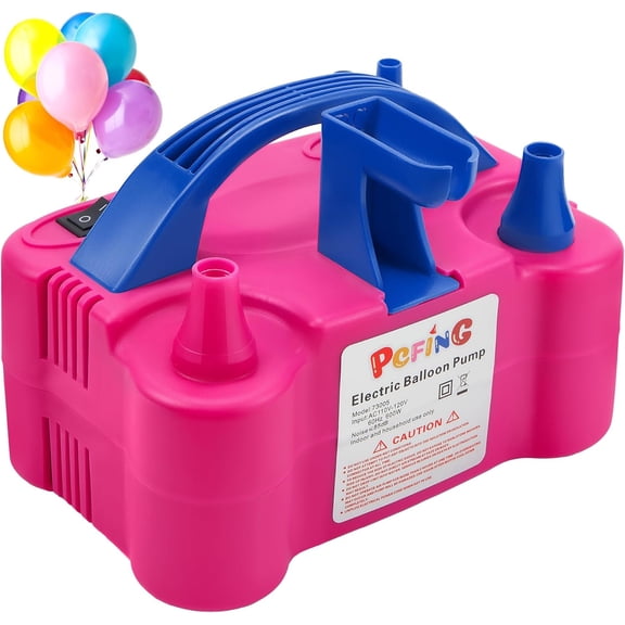 Balloon Pump Electric, Portable Balloons Inflator Blower Machine with Balloon Tie Tool & Dual Nozzle