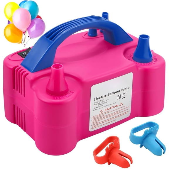 Balloon Pump Electric, Portable Balloons Inflator Blower Machine with Balloon Tie Tool & Dual Nozzle