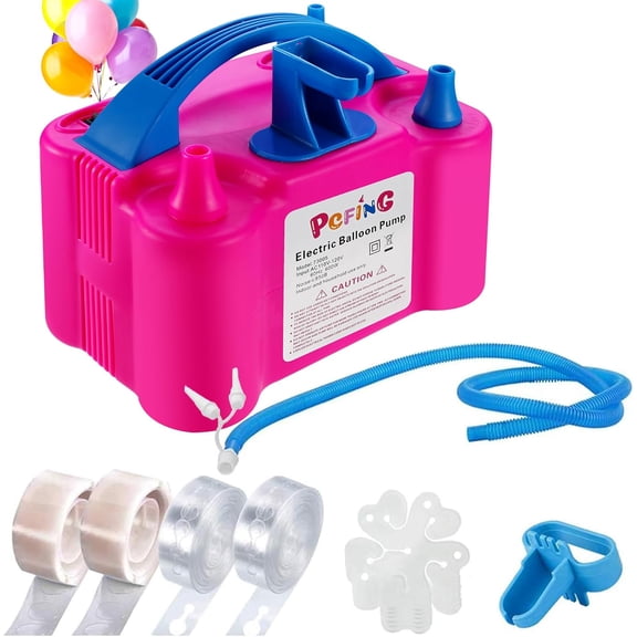 Balloon Pump Electric, Portable Balloons Inflator Blower Machine with Tie Tool & Dual Nozzle