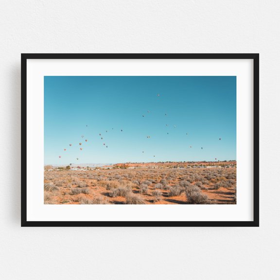 Balloon Regatta - Page Arizona Photography Hot Air Balloon Desert Landscape Scenic Travel Poster Nature Minimalist Black Framed Wall Art Print 16 x 24 inches