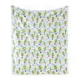 thumbnail image 1 of Balloon Soft Flannel Fleece Blanket, Pattern with Cartoon Style Hot Air Balloons in Sky Swirling Dashed Lines and Clouds, Cozy Plush for Indoor and Outdoor Use, 70" x 90", Multicolor, by Ambesonne, 1 of 6