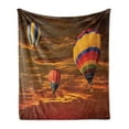 thumbnail image 1 of Balloon Soft Flannel Fleece Throw Blanket, Skyscape Photo at Cloudy Sunset Time with Colorful Hot Air Vehicles Image, Cozy Plush for Indoor and Outdoor Use, 70" x 90", Multicolor, by Ambesonne, 1 of 6