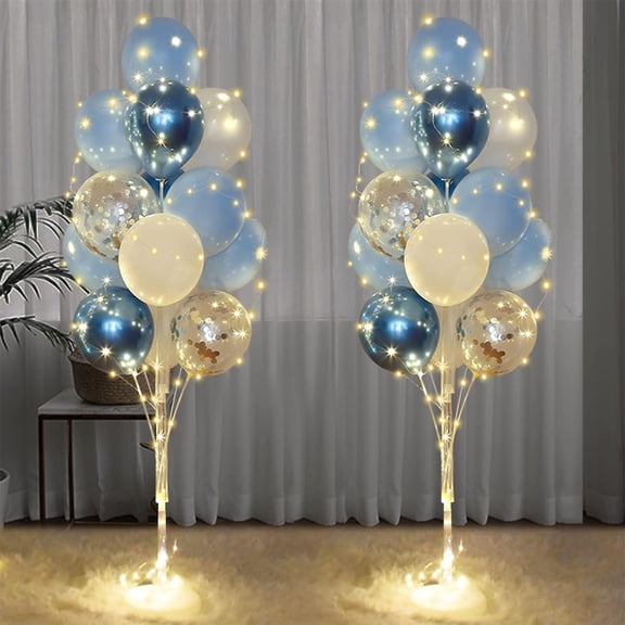 Balloon Stand Kit for Floor with String Light Set Blue Centerpieces Balloon Holder Decoration for Wedding Baby Shower Birthday Party Bachelorette Party Anniversary Festival