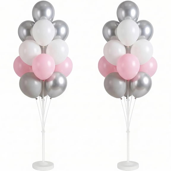 Balloon Stand Kit Sliver Pink 2 Set For Floor and Table Backdrop Party Decor
