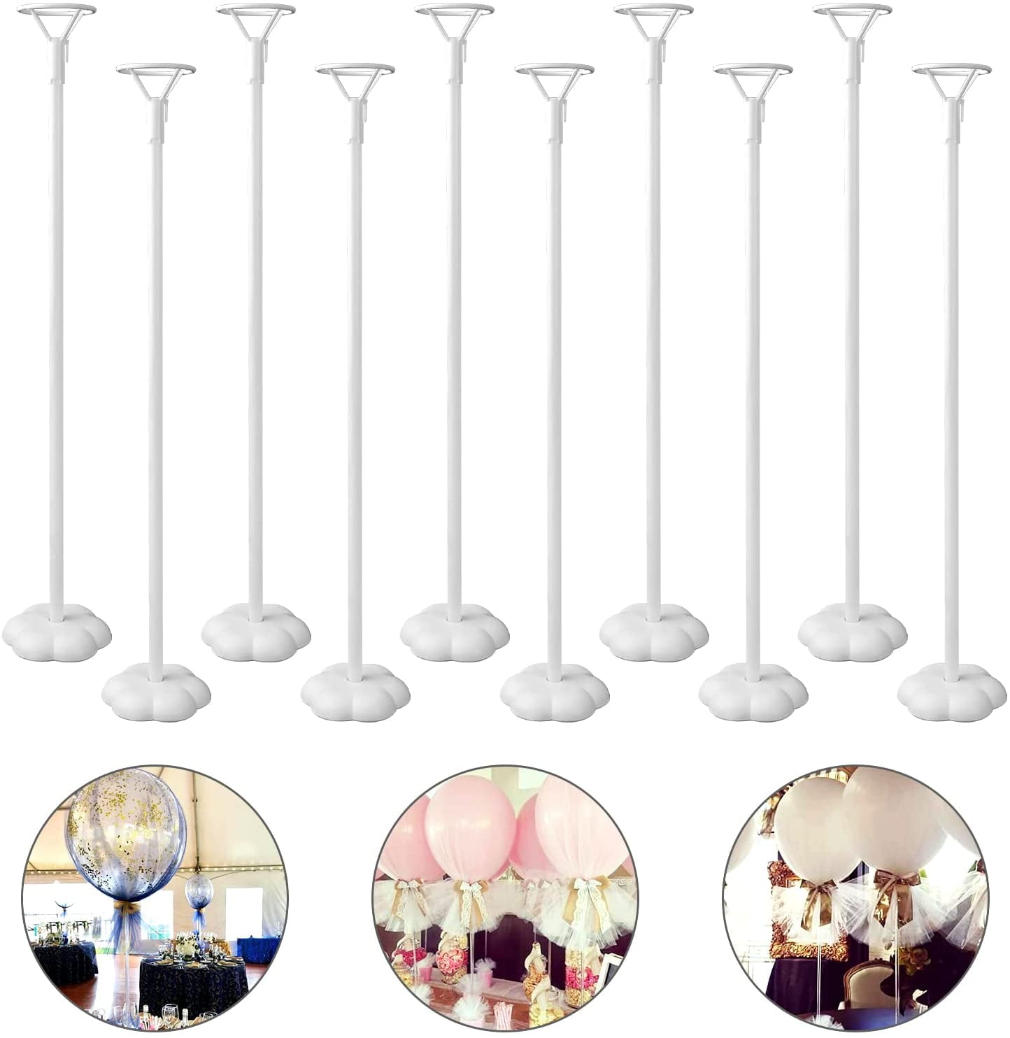 ROYUYE 4 Sets of Table Balloon Stand Kit Balloon Sticks with Base Reusable  Cl