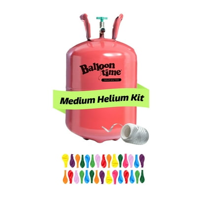 Balloon Time Medium Helium Tank Kit – Portable Helium Balloon Tank with Ribbon and Balloons