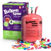 Balloon Time 9.5in Standard Helium Tank Kit with Colorful Latex Balloons