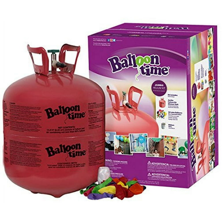 Balloon Time Disposable Helium Tank 14.9 cu.ft - 50 Balloons and Ribbon  Included by Blue Ribbon