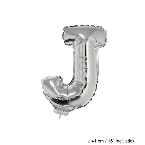 Balloon on Stick - 16 Silver Letter J