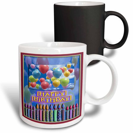 3drose, Balloons and Candles, Happy Birthday, 11oz Magic Transforming Mug