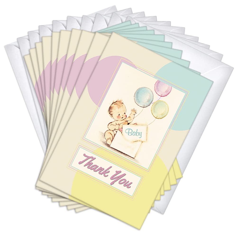 Vintage Girl & Roses Thank You Blank Note Greeting Cards | 10 Pack Bulk Set 4x6