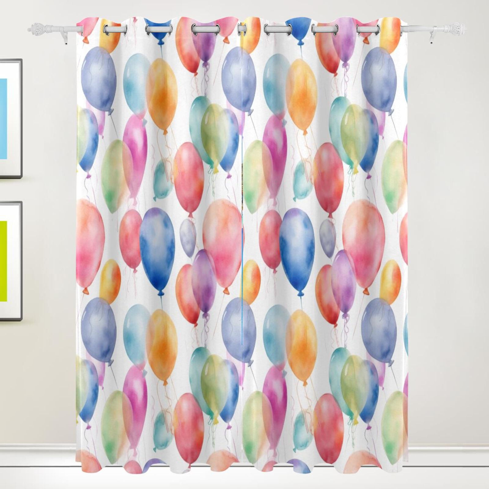 Balloons Black Out Curtains 84 Inch Length Curtains for Sliding Glass Doors Bedroom Living Room 2 Pack