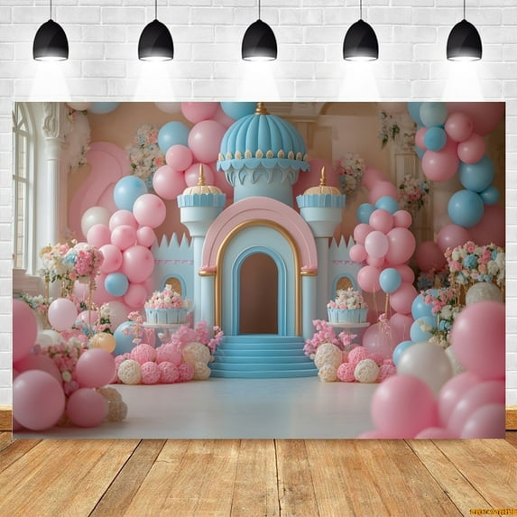 Balloons Castle Backdrop Newborn Baby Shower 1st Birthday Party Interior Baby Portrait Photography Background r Photostudio