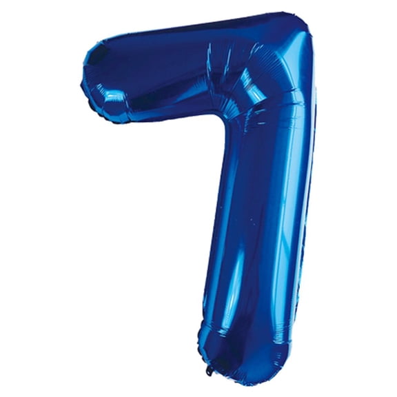 Balloons City Number Seven Easy To Inflate Balloon, Mylar Blue, 32"