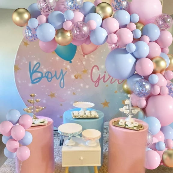 Balloons Garland Arch Kit with Pink Blue Confetti Balloons for Graduation Birthday Wedding Party Decorations,Birthday Decorations for Women,Baby Shower Decorations(5 10 12 18inch )