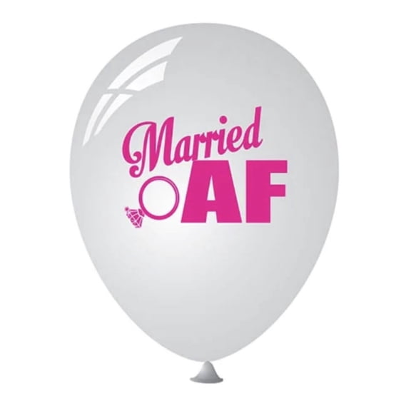 Balloons Married AF Latex Kalan Hot Pink & White 6 ct