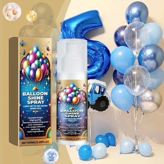 Balloons Shiny Spray 100ml, Enhances Balloons Gloss for Birthday Party Decoration, Makes Surface Smoother and More Delicate, Safe Formula Increases Ornamental Value
