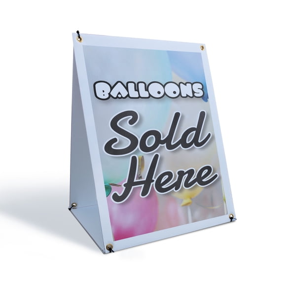 Balloons Sold Here Sidewalk Sign 18 Inch x 24 Inch A-Frame Images On Both Sides | Party Supplies, Event Decorations, Durable Display | Made in USA