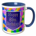thumbnail image 1 of 3drose, Balloons with Purple Banner Happy 89th Birthday, 11oz Two-tone Blue Mug, 1 of 6