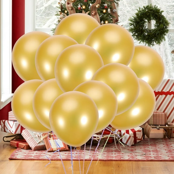 Balloons for Birthday New Year Party Pearlescent Round Ballons Easy to Inflate Gold Latex 10inch 100 Pcs