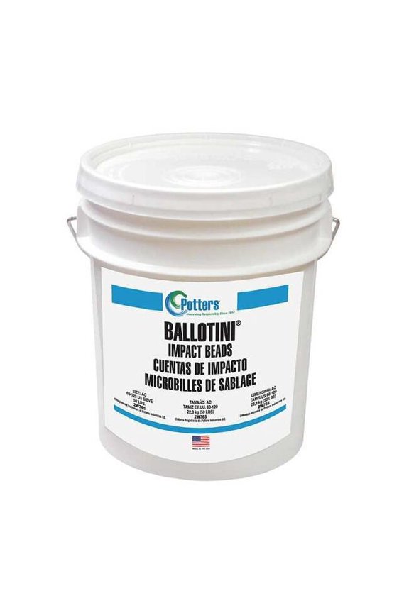 Glass Beads Blast Media, Fine, 100 to 170 Mesh, 53 lb, Pail