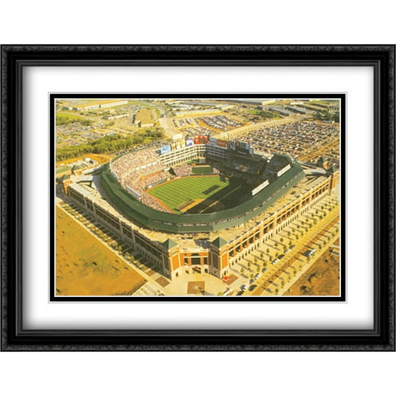 Ballpark, Arlington, Texas 2x Matted 32x26 Large Black Ornate Framed Art Print by Mike Smith