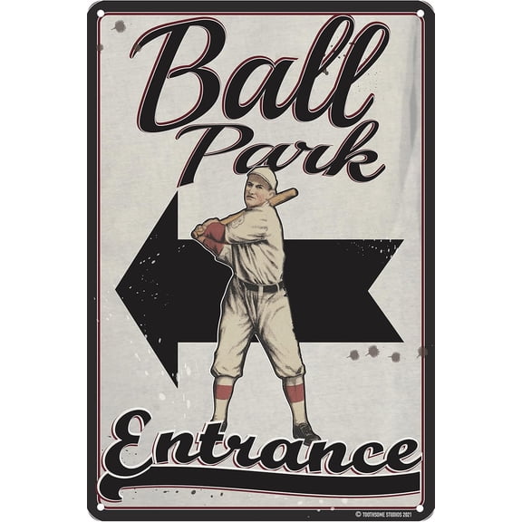 Ballpark Entrance 12" x 8" Tin Sign Baseball Theme Home Bar Decor