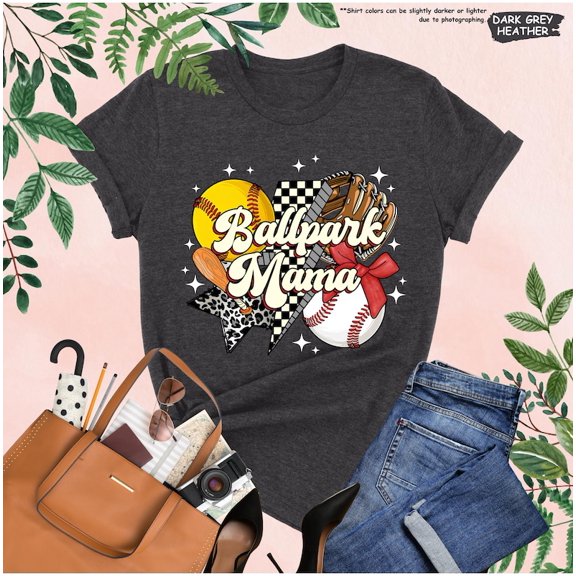 Ballpark Mama Shirt, Baseball Mom Shirt, Softball Mama Tee, Retro Style Sports Mom T-Shirt, Game Day Shirt, Leopard Print Baseball Tee All Size S-5Xl
