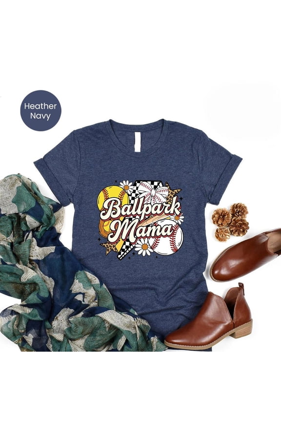 Ballpark Mama T-Shirt: Retro Game Day Tee for Baseball Softball Moms TSHIRT All Size S-5XL