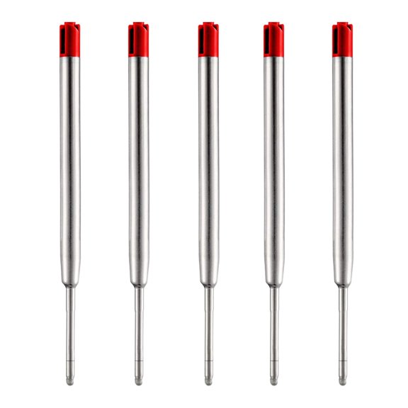 Ballpen Medium Point Red Ink Refill Pack of 5-Replaceable Ballpoint Pen Refill