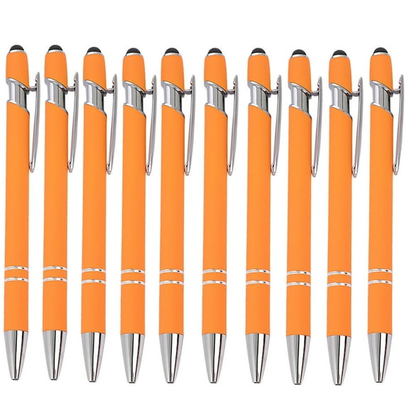 Ballpoint Pen 10 Pack with Stylus Tip, Aluminum Metal Click Pen for Writing & Touch Screen Use, Dual Function Office Business Pen Set, Fine Point Retractable Ink Pens, Bulk Pack for Gifts Supplies