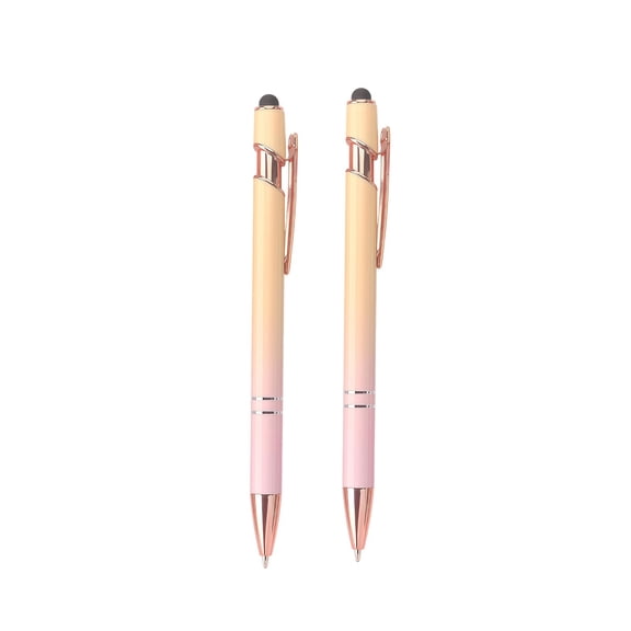 Ballpoint Pen, 2-in-1 Stylus Retractable Ballpoint Pen with Stylus Tip, Pastel Gradient Color Metal Stylus Pen for Touch Screens, 1.0 mm Black Ink, Orange