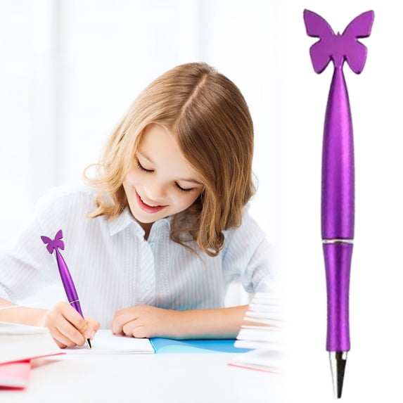 Ballpoint Pen - Butterfly Design Cute Pen - Customizable Writing Pen for Office Home Daily Use - Smooth Ink Retractable Pen - 1 Pack Purple