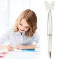 thumbnail image 1 of Ballpoint Pen - Butterfly Design Cute Pen - Customizable Writing Pen for Office Home Daily Use - Smooth Ink Retractable Pen - 1 Pack Silver, 1 of 6