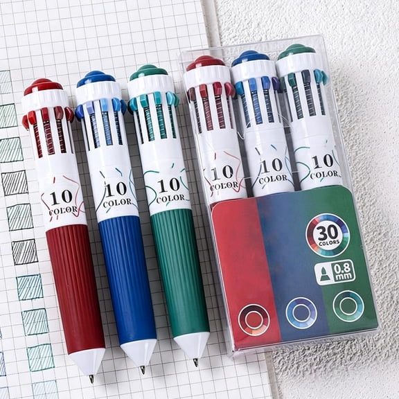 Ballpoint Pen Set, 3 Pieces Multi-color Pens with Soft Grip, 0.8mm Tip for Handwriting and Marking