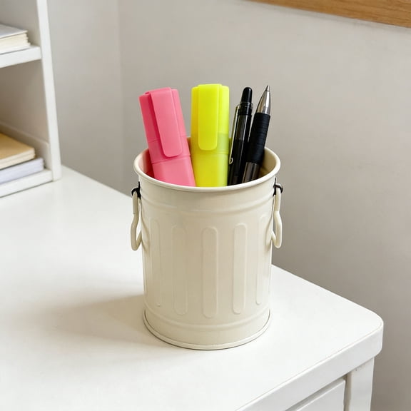 Ballpoint Pen Small Metal Bucket With Handle Storage Tin For Desk Organizer Pen Holder Planter Home Decor Stylish Design Quick Dry Ink For Crafts