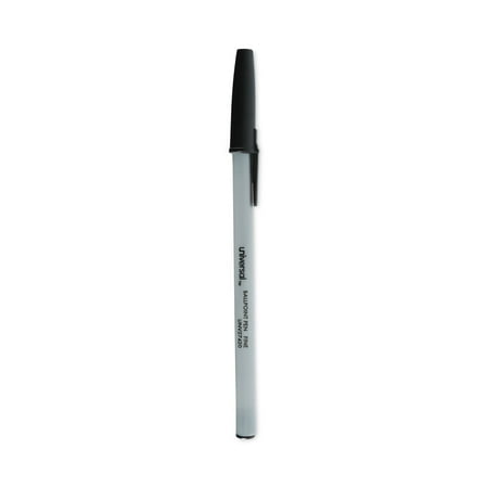 Universal UNV27420 Fine 0.7 mm Stick Ballpoint Pen - Black Ink, Gray/Black Barrel (1 Dozen)