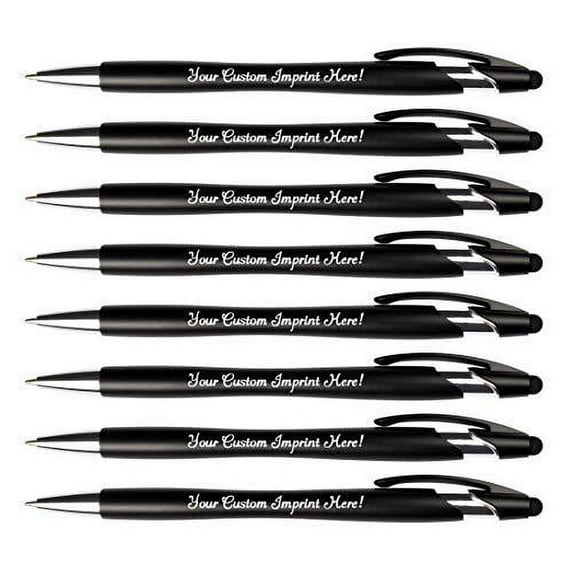 Ballpoint Pen w/Stylus Tip Click action Custom Personalized Black writing ink - The Beemer - Full color Printed Name Pens with Your Logo/Text/Message FREE PERSONALIZATION - 14 Qty