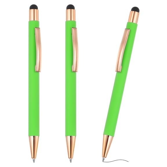 Ballpoint Pen with Stylus Tip, 3Pcs 2 in 1 Metal Pen Black Ink 1.0mm Medium Point Stylus Pen for Touch Screens Style 2, Light Green