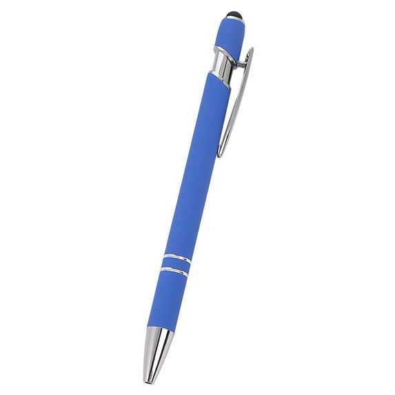 Ballpoint Pen with Stylus Tip, Soft Touch Click Metal Pen, 1.0mm Medium Point, Black Ink, 1 Count(Blue)