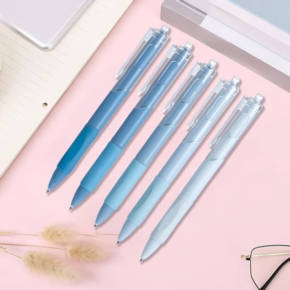 BUTASY Ballpoint Pens 5 Piece Push Button Ballpoint Pen Retractable Ink Pen with Large Capacity Quicks Drying Neutrals Pen 0.5 Mm Very for School Office and Home 5ml