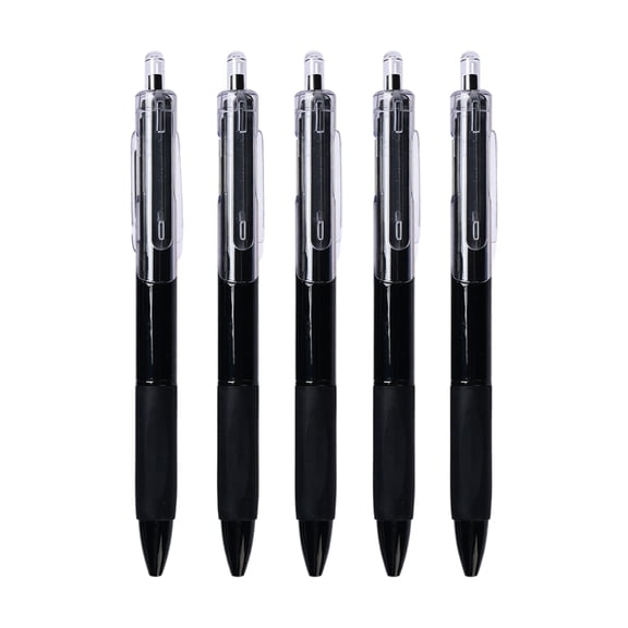 Ballpoint Pens, 5Pcs 0.5mm Black Ink Clickable Signature Pens, Smooth Writing Medium Point Portable Stationery for Business Student Office Daily Use