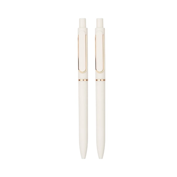 Ballpoint Pens Black Ink Pen 0.5mm Medium Point with Super Soft Grip,Fast Drying,2PCS (White)
