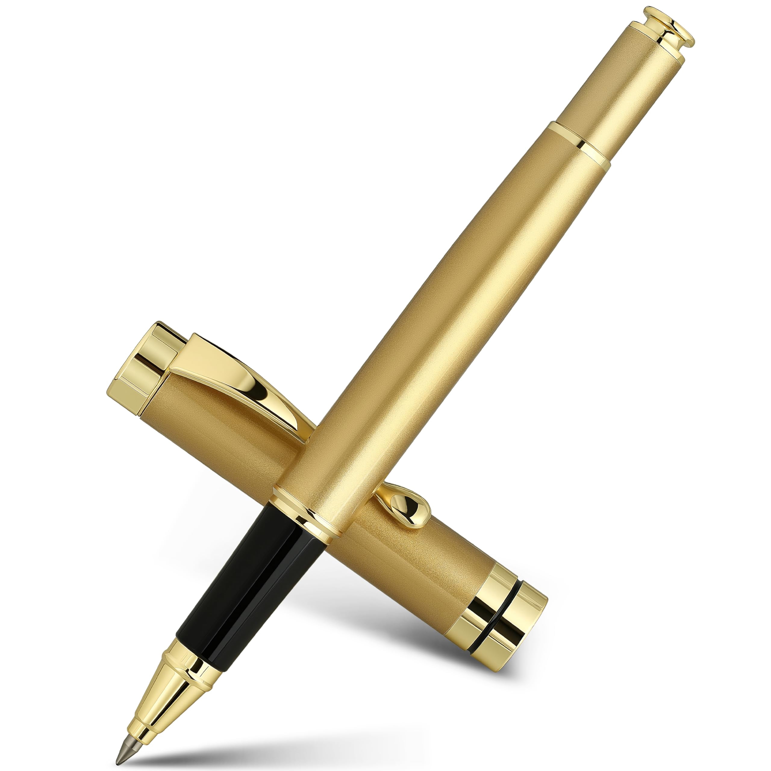 Ballpoint Pens  Stainless Steel With Chrome Trim Luxury Golden Metal Pen Set Ball Gift For Men & Women Professional Executive Office Fancy Pens-nice Box Extra Refill