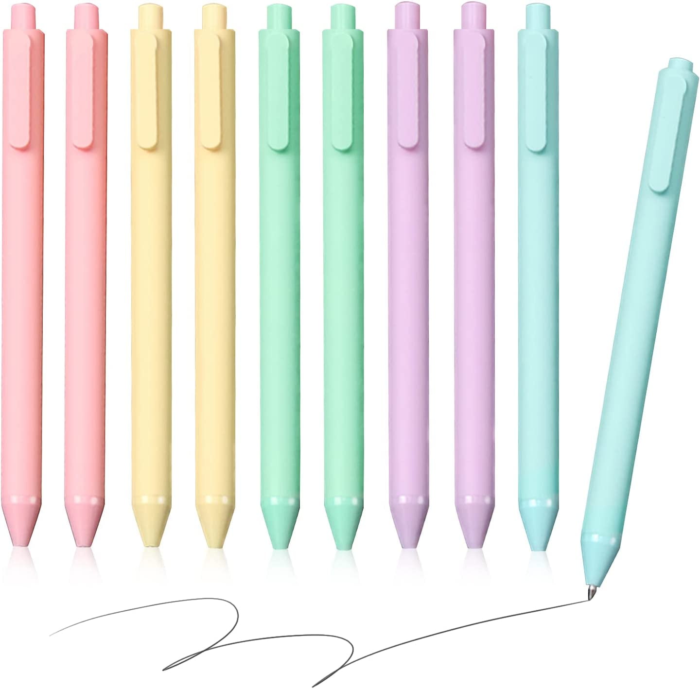 Sksloeg Retractable Ballpoint Pens, Cute Retractable Pens for Note Taking,  10-Count Pack, Gift Pens for Smooth Writing, Pens with Super Soft Grip Ball