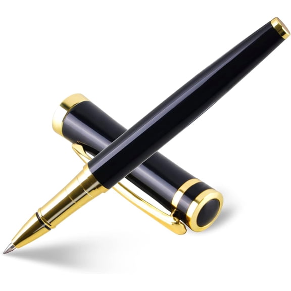 Ballpoint pen with Gift Box, Luxury Writing Pen with 2 Extra Black Ink Refills Executive Pens Line width 0.5mm Business Pen Fancy Pen set for Men &Women. (Black)
