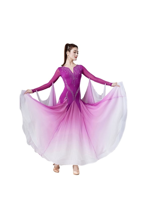 Ballroom Dance Costume Women Waltz Chacha Competition Clothes Practice Wear 2 Colors