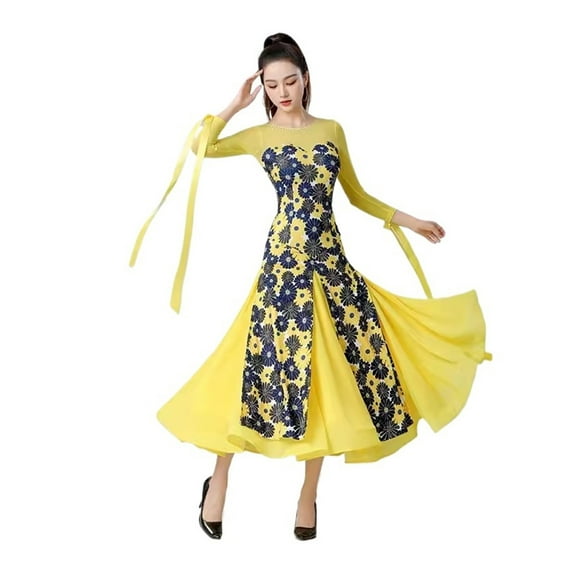 Ballroom Dance Dress Elegant Modern Dance Clothes Big Swing Women's Waltz Tango Party Wear Costume