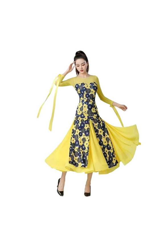 Ballroom Dance Dress Elegant Modern Dance Clothes Big Swing Women's Waltz Tango Party Wear Costume