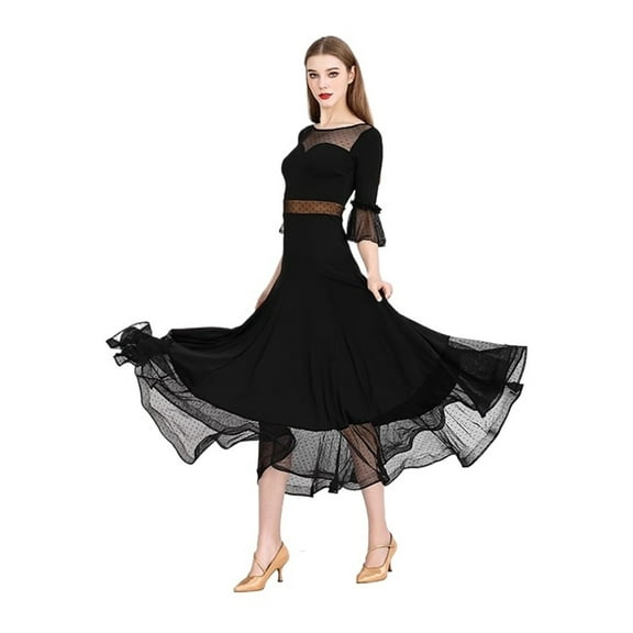 Ballroom Dance Dress For Women Half Sleeves Modern Dance Dress Big Swing Party Tango Waltz
